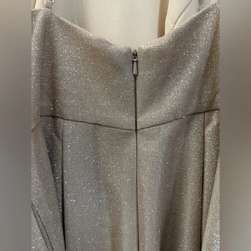 Jules & Cleo Shimmer Nights Square Neck Formal Mini Dress in Nude and Silver - 8